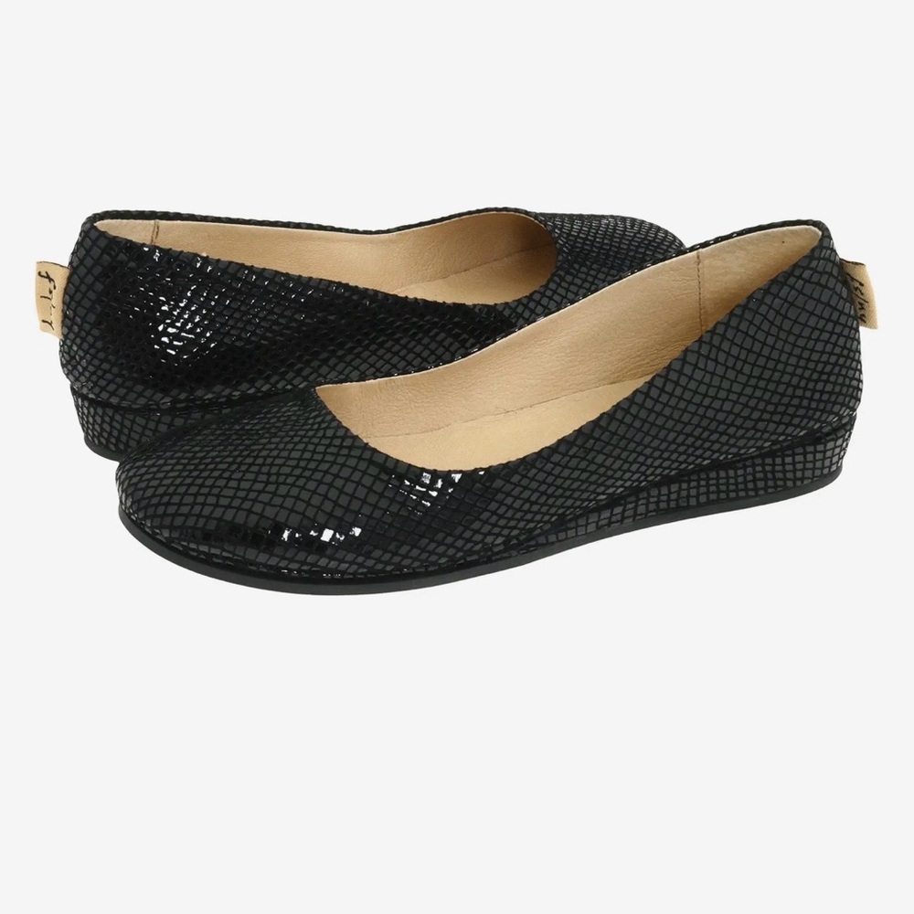 French sole Zeppa Black Snake Print Women's Flats